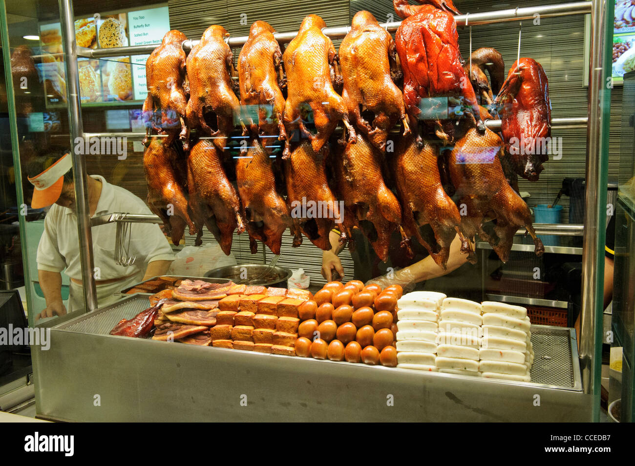 Cooked Ducks on sale, Food Court, Singapore Stock Photo Alamy