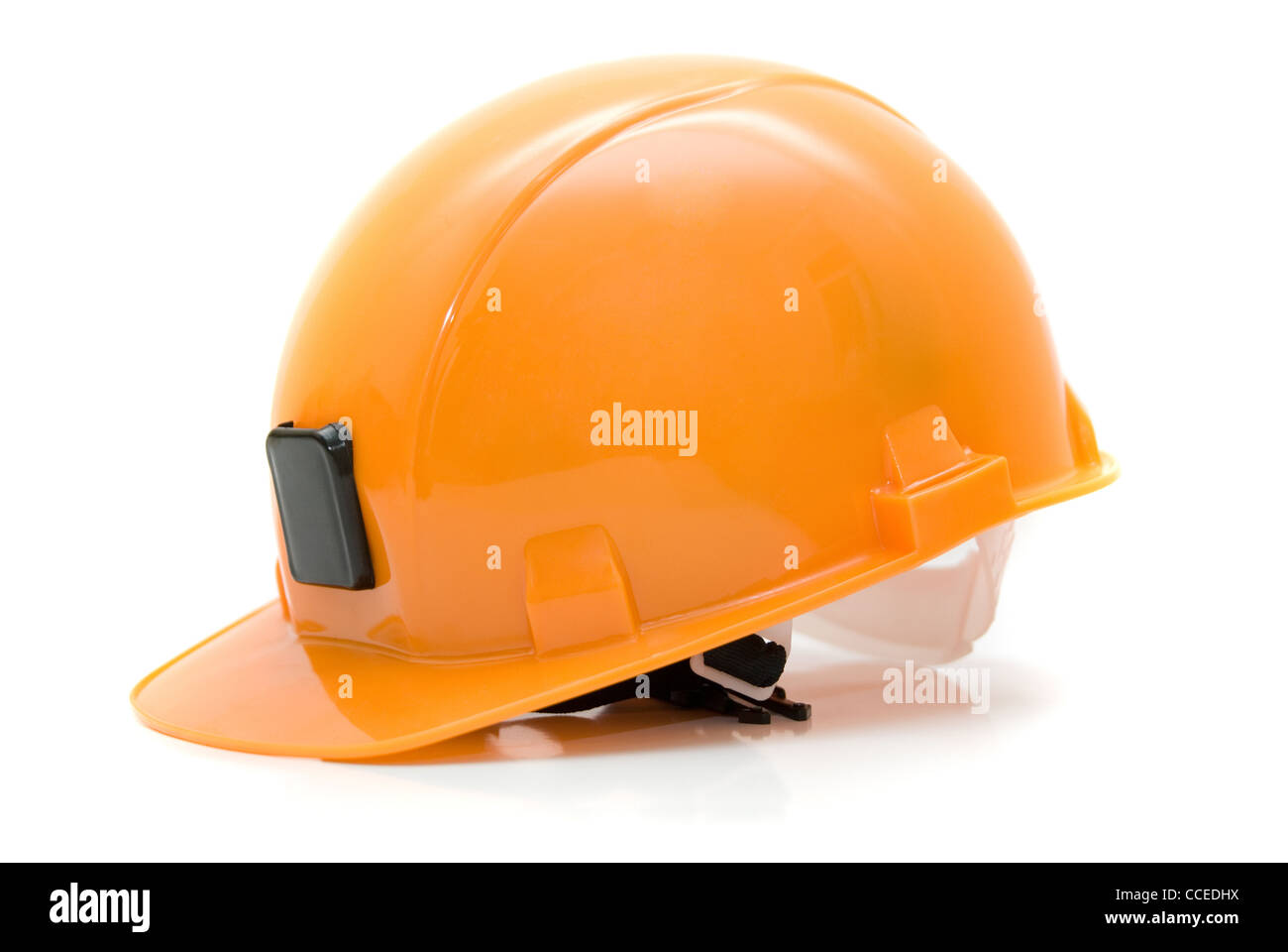 Orange helmet isolated on white background Stock Photo Alamy