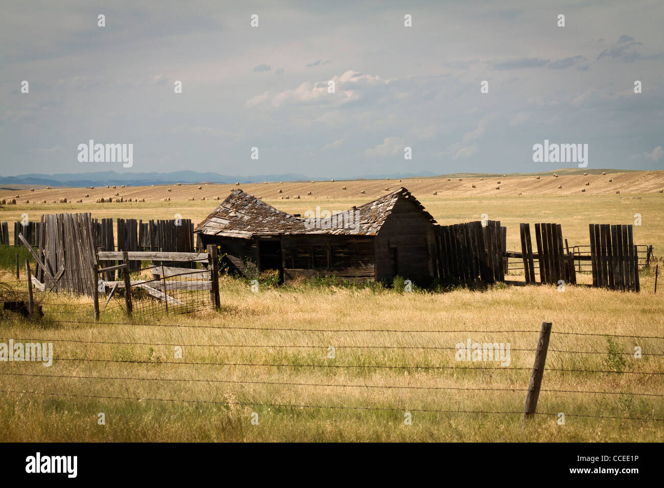 Pine Ridge prairie Native American Reservation tribe Lakota Oglala Sioux South Dakota in USA US landscape land nobody outside horizon photos hi-res Stock Photo