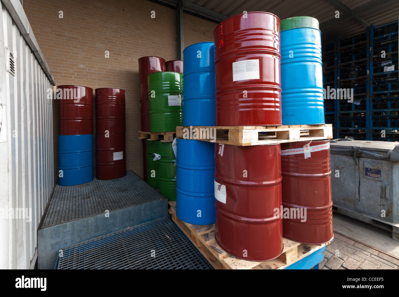 storage place of empty and rejected oil barrels Stock Photo