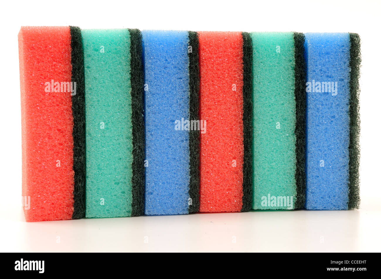 Cleaning Sponges .Red,Green,Blue Stock Photo Alamy