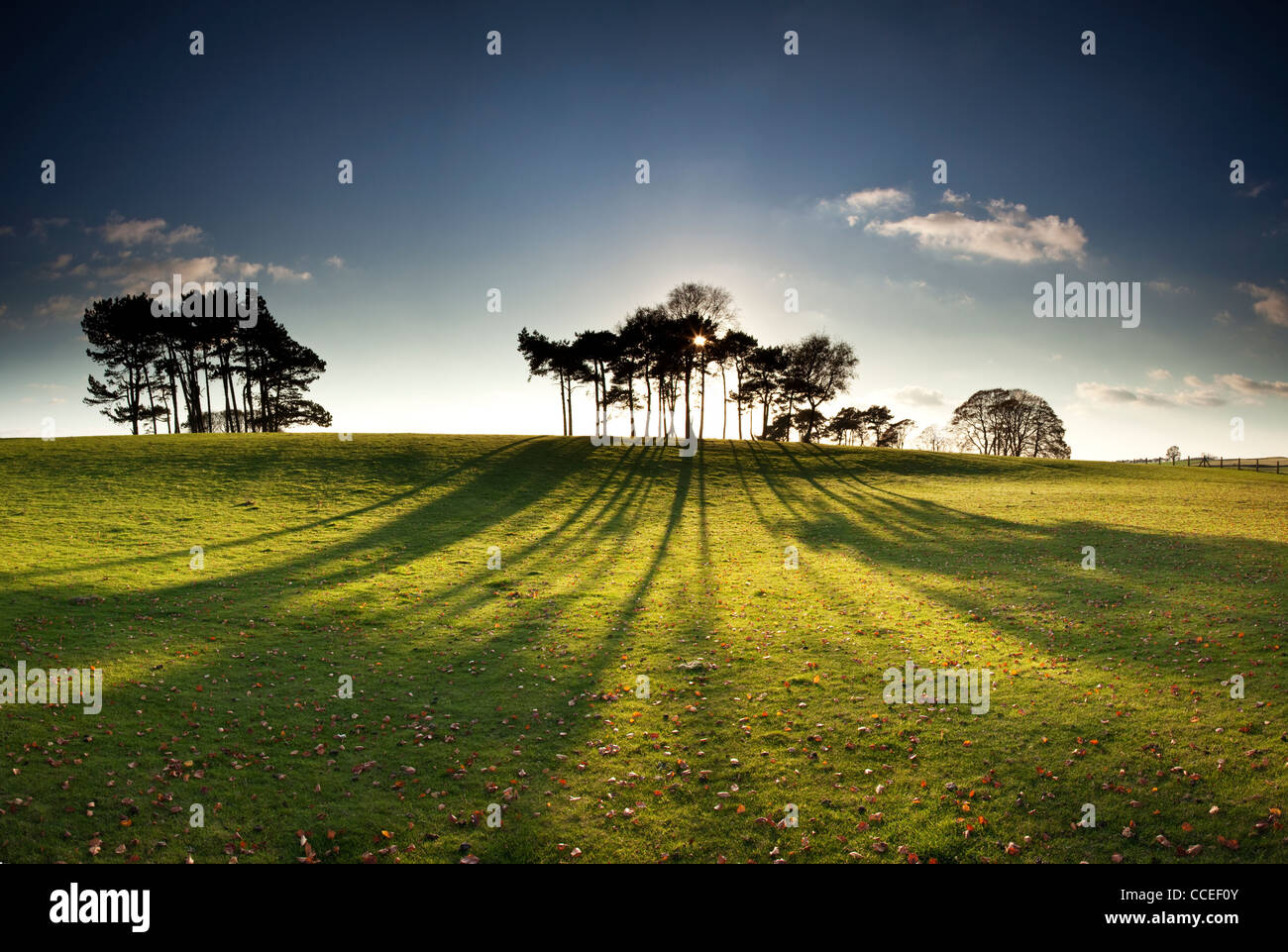 Evening shadows on Bredon hill, Worcestershire, England, UK Stock Photo