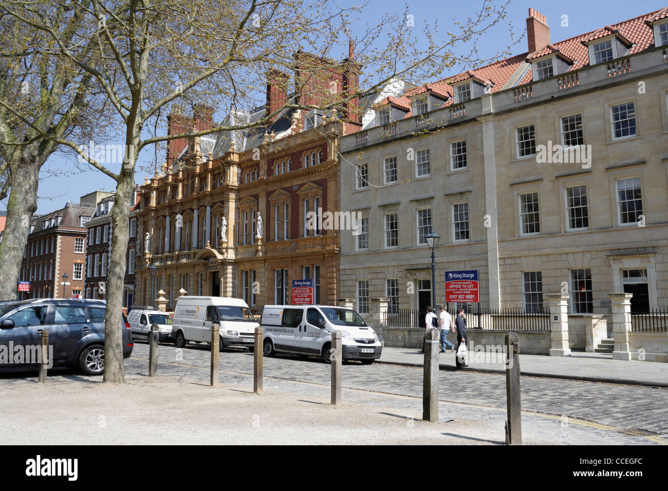 Renovated Georgian commercial properties, Queens Square in Bristol England UK Stock Photo