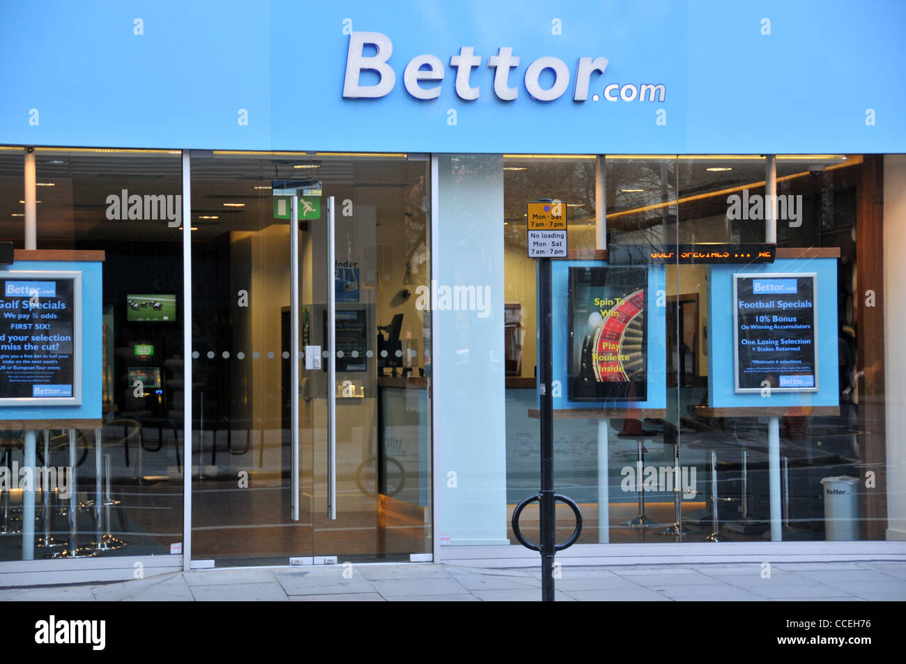 Bettor Bettor.com betting shop bookies Stock Photo