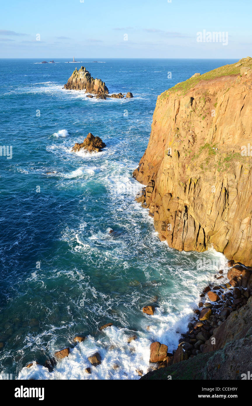 The cliffs at Lands End in Cornwall, UK Stock Photo