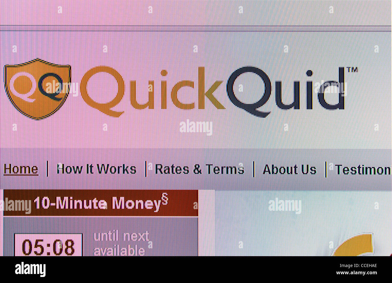 Quick Quid cash loans company web site Stock Photo