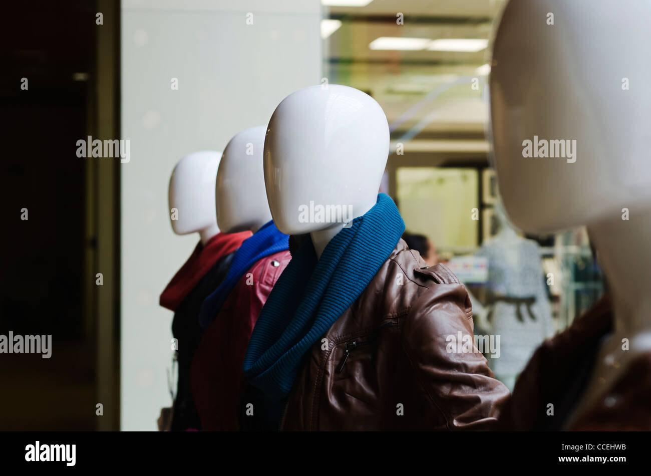 mannequins in the store with apparel Stock Photo