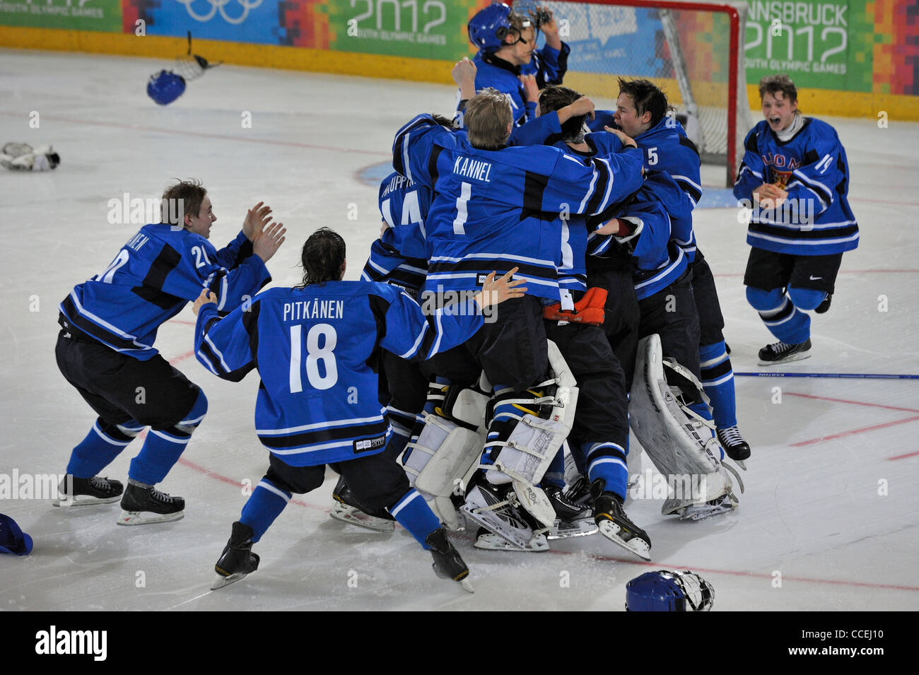 Action as Russia take on Finland in the final of the first Youth Winter Olympic Games in