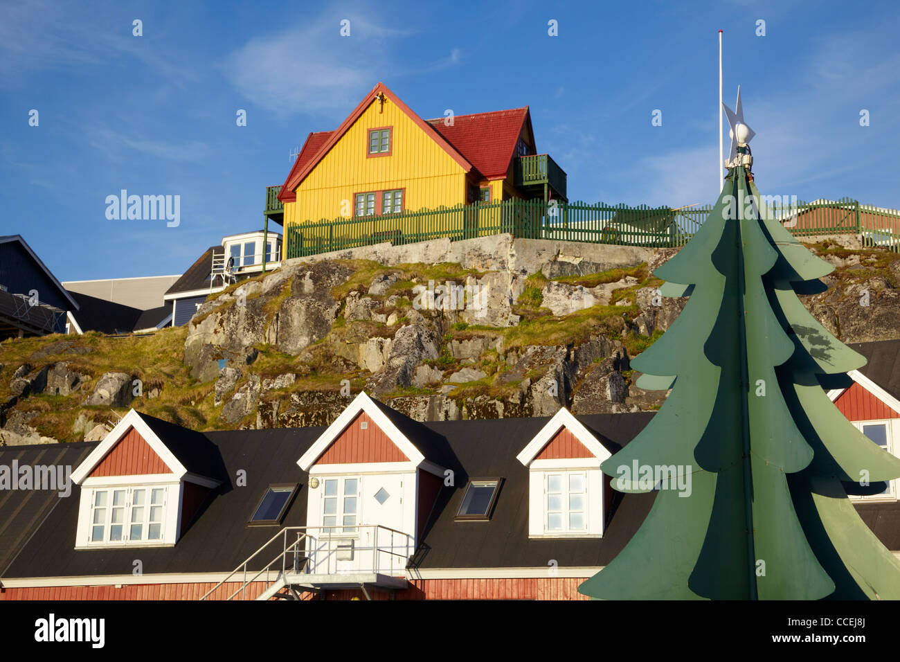 House on a hill, Nuuk, Greenland Stock Photo