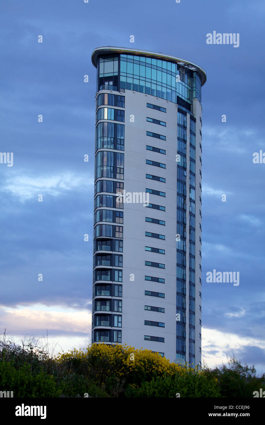 The Tower, Meridian Quay, Swansea Marina, UK - Wales' tallest building. Stock Photo