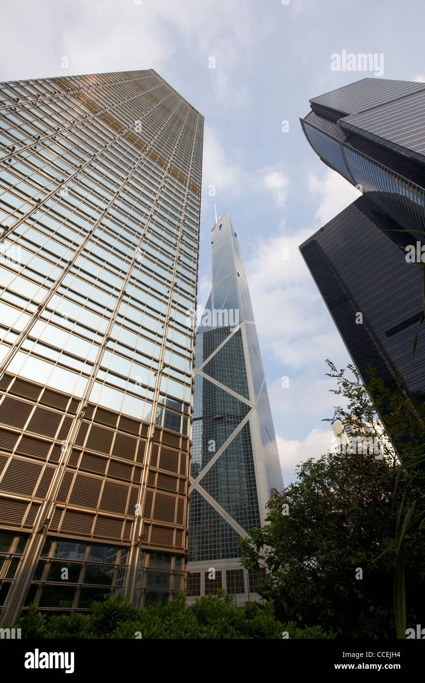 cheung kong bank of china and icbc and citibank towers skyscrapers buildings central hong kong hksar china asia Stock Photo