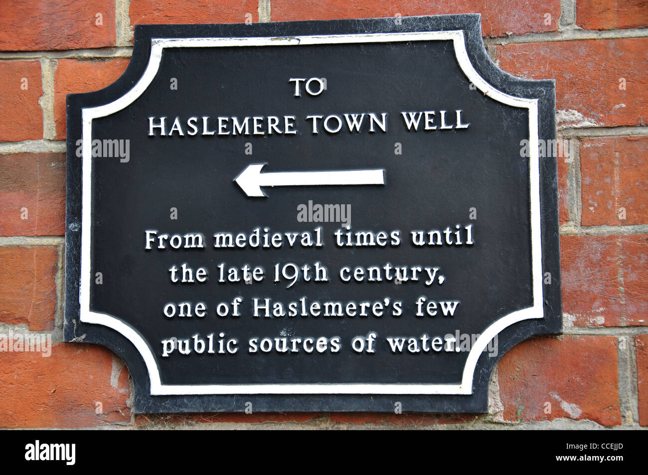 Town Hall direction sign, High Street, Haslemere, Surrey, England, United Kingdom Stock Photo