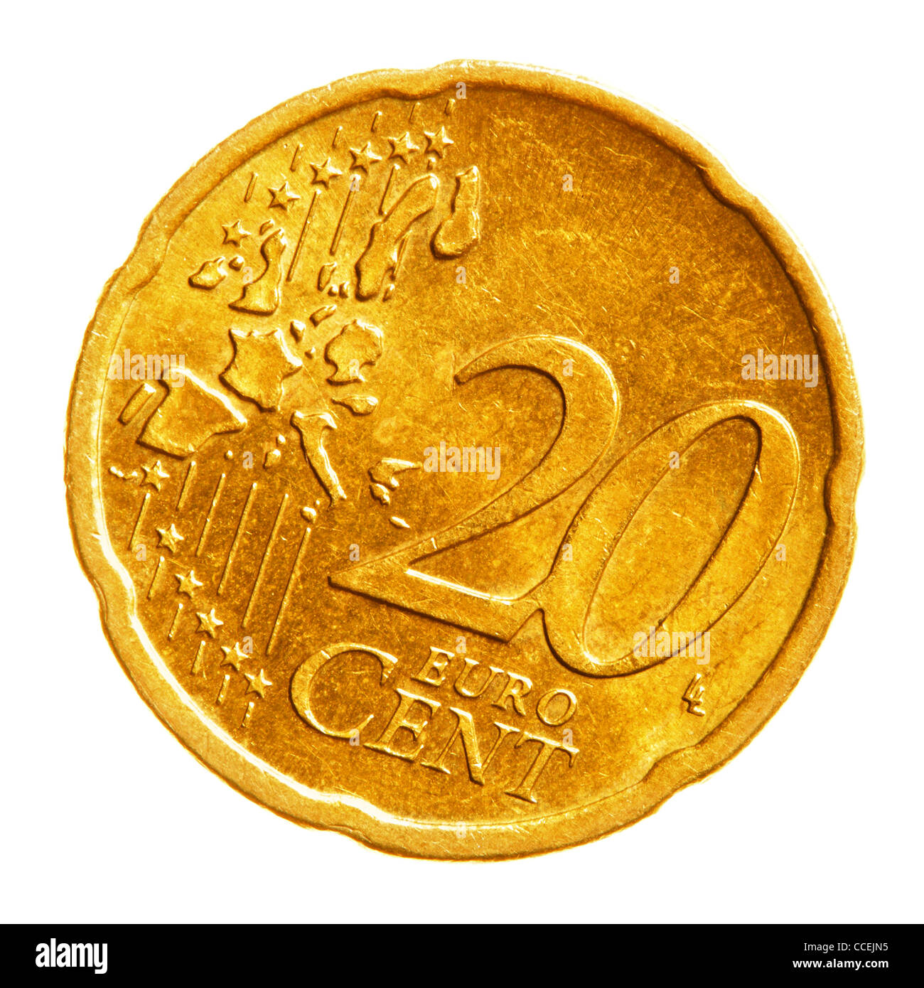 Twenty euro cents coin isolated over white background Stock Photo