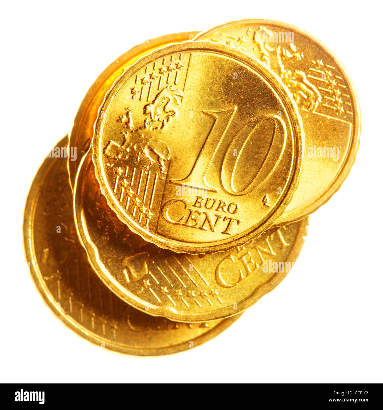 Euro cents coins isolated over white background Stock Photo
