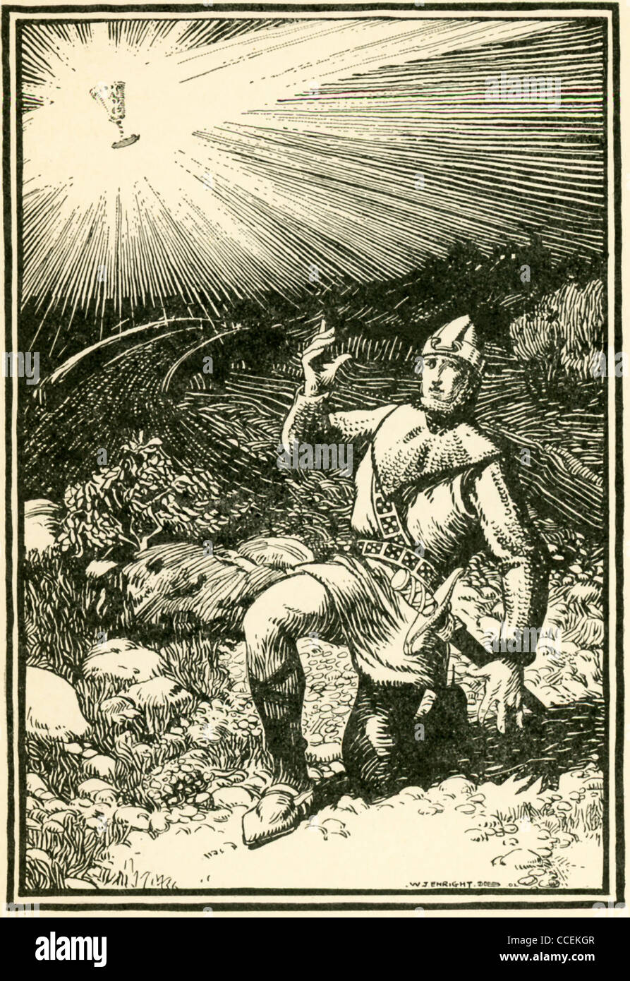 The Holy Grail, shown appearing to Sir Galahad here, was a sacred