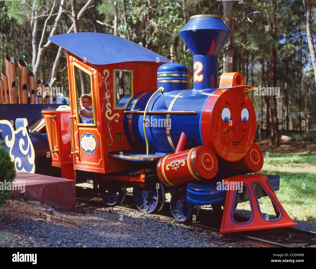 Children's train ride at Dreamworld Theme Park, Gold Coast, Queensland, Australia Stock Photo