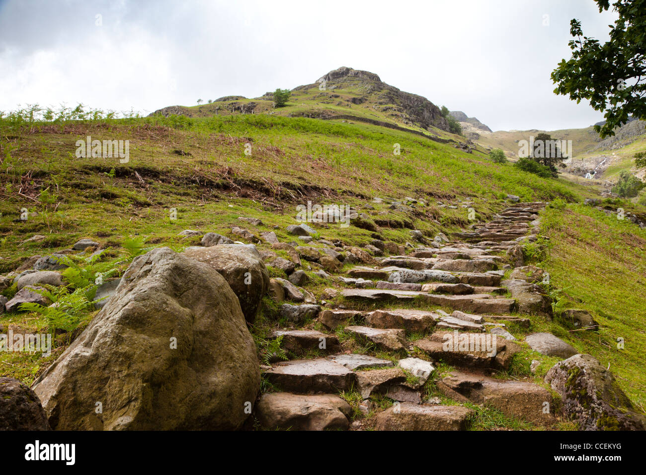 The path up Stickle Ghyll in the English Lake District. Stock Photo