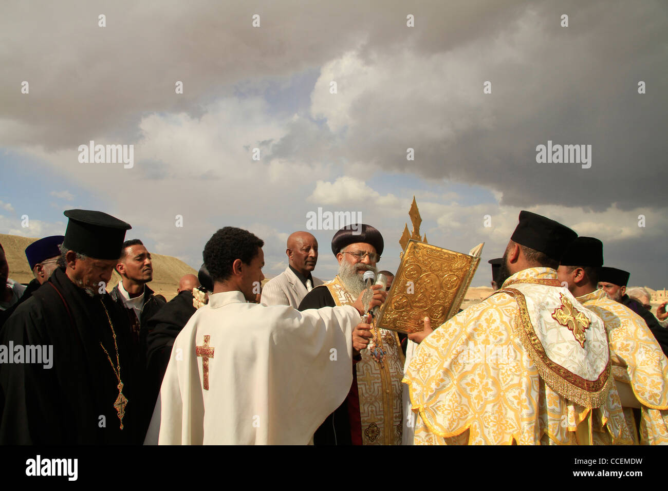 Jordan River, Ethiopian Orthodox Church celebrates the Feast of Theophany Stock Photo