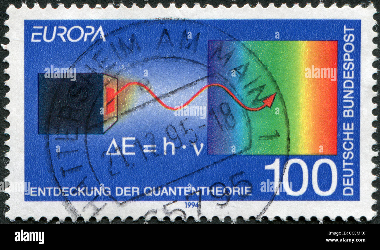 GERMANY - CIRCA 1994: A stamp printed in the Germany, shows the Quantum theory, by Max Planck, circa 1994 Stock Photo