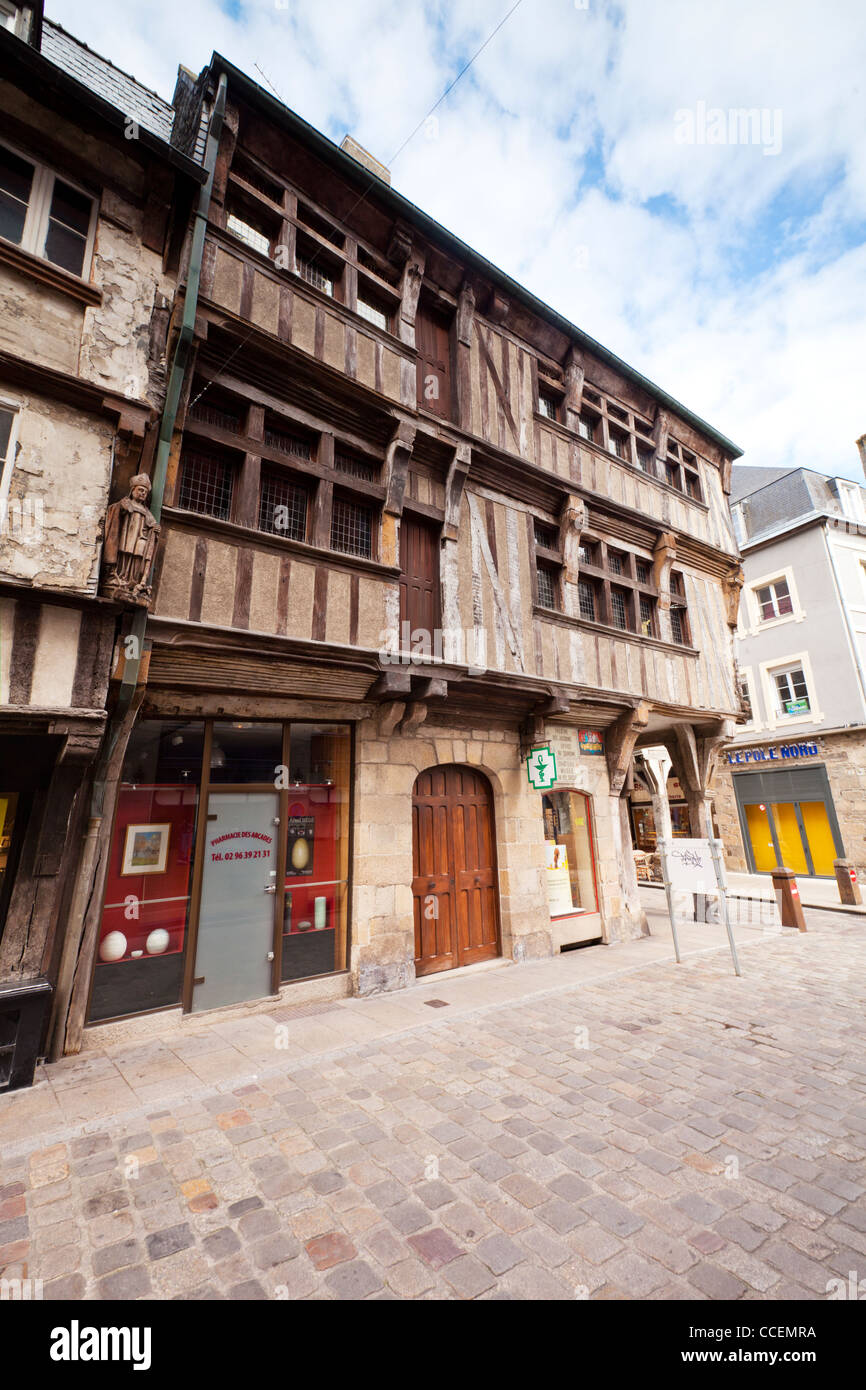 Old half timbered house in the port of Dinan, Brittany, France. Stock Photo