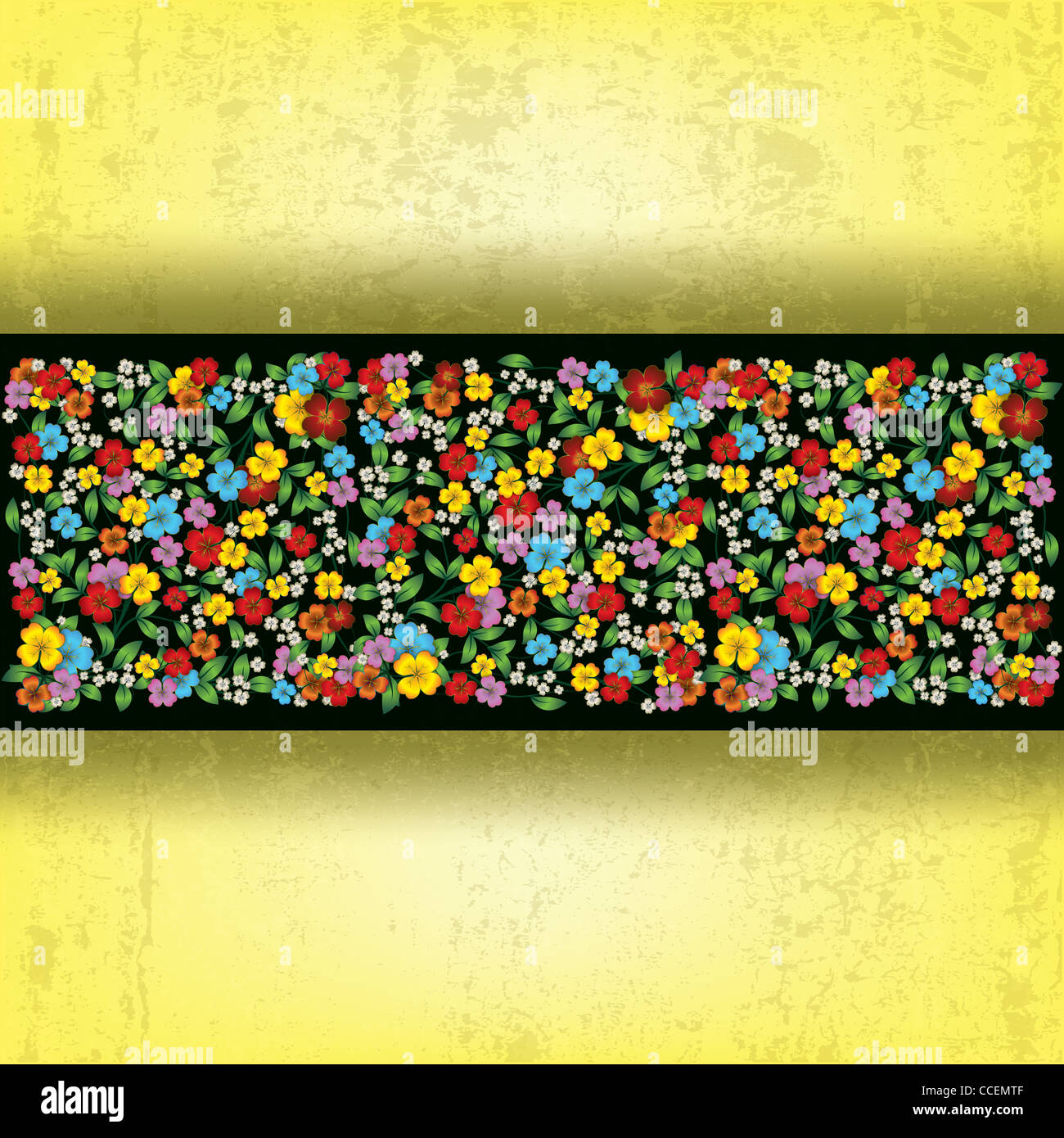 abstract grunge yellow background with spring flowers Stock Photo - Alamy