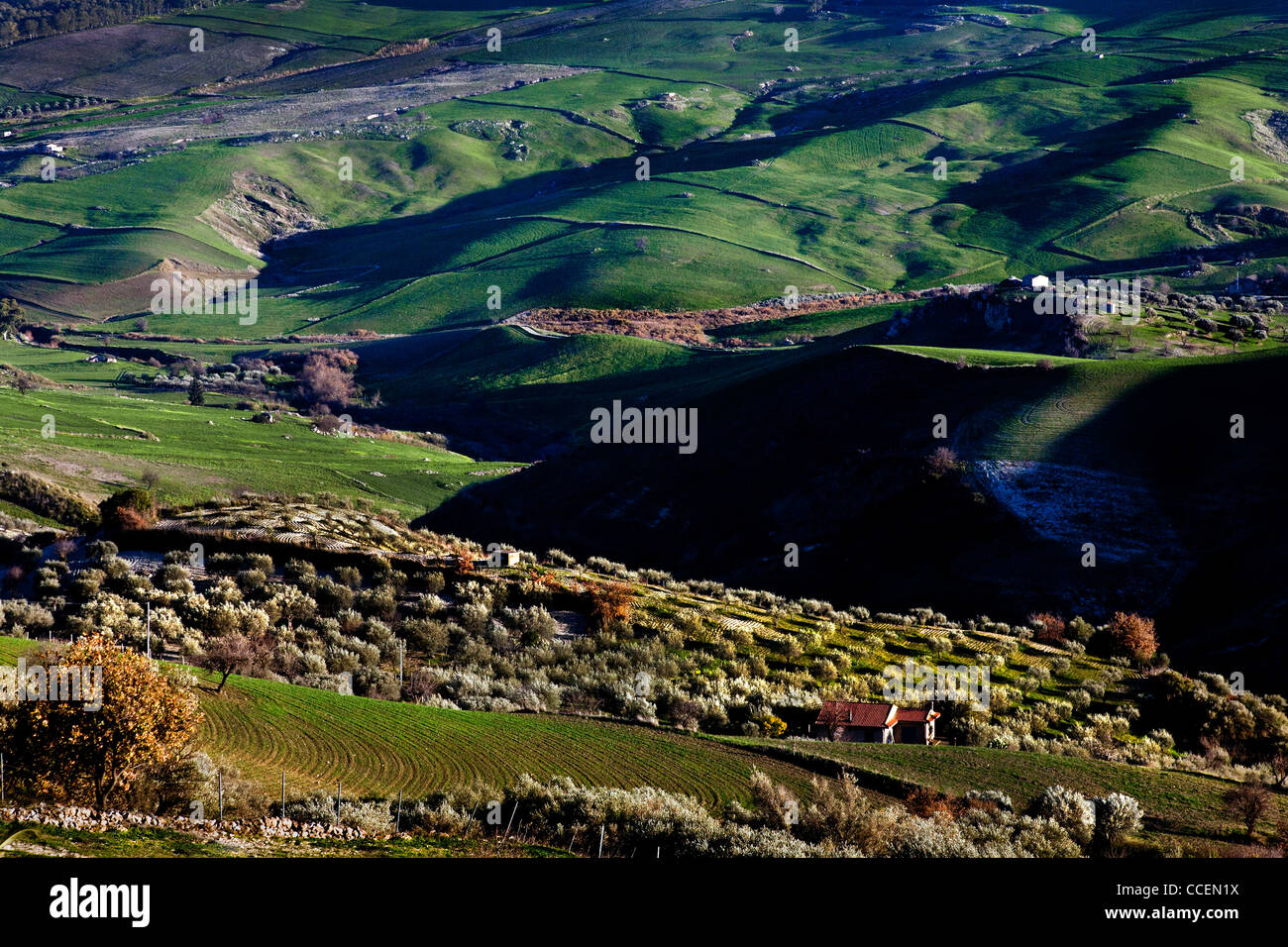 Sicilian landscape, Aidone, Enna, Italy, Europe Stock Photo