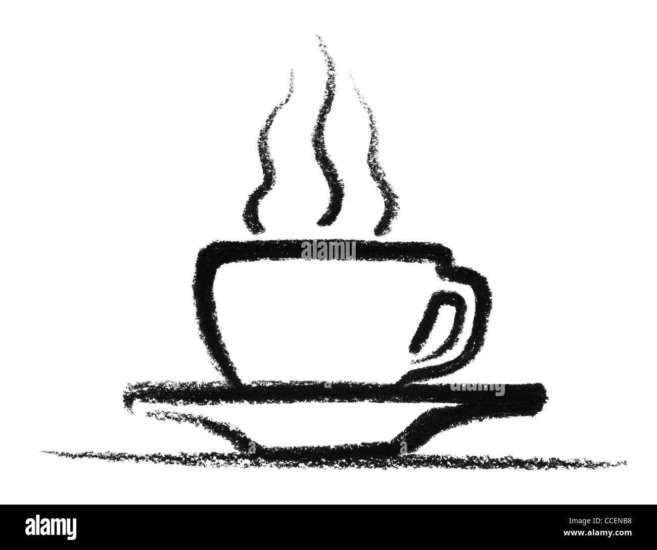 crayon-sketched hot cup done by me Stock Photo