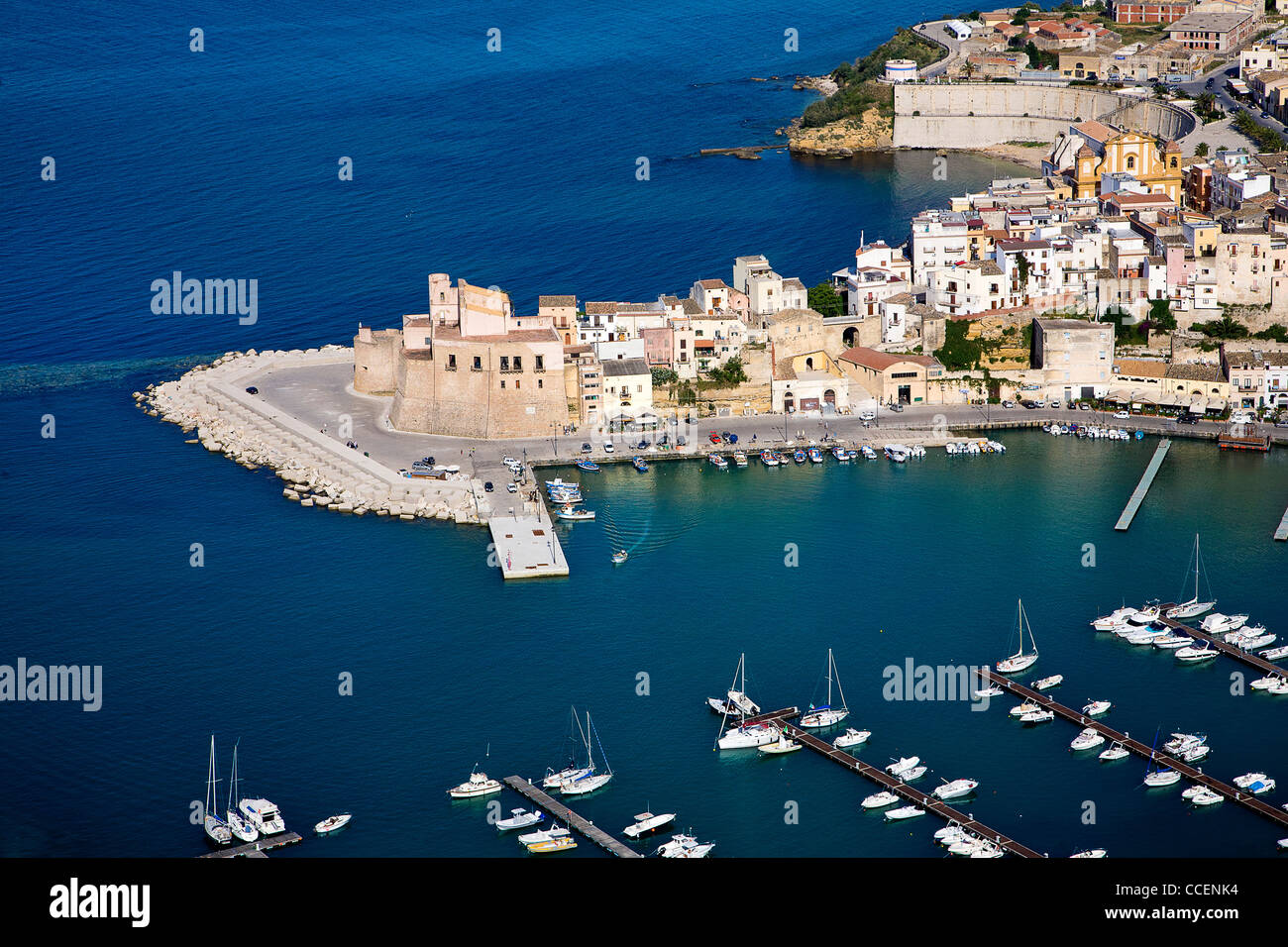 Aerial view, Castellamare del Golfo, Sicily, Italy, Europe Stock Photo ...