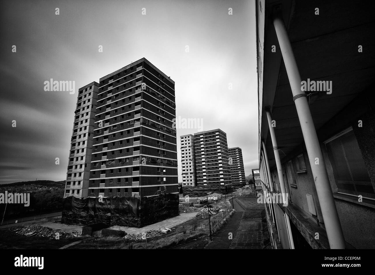 High rises in the Edinburgh suburb of Sighthill is underway Stock Photo