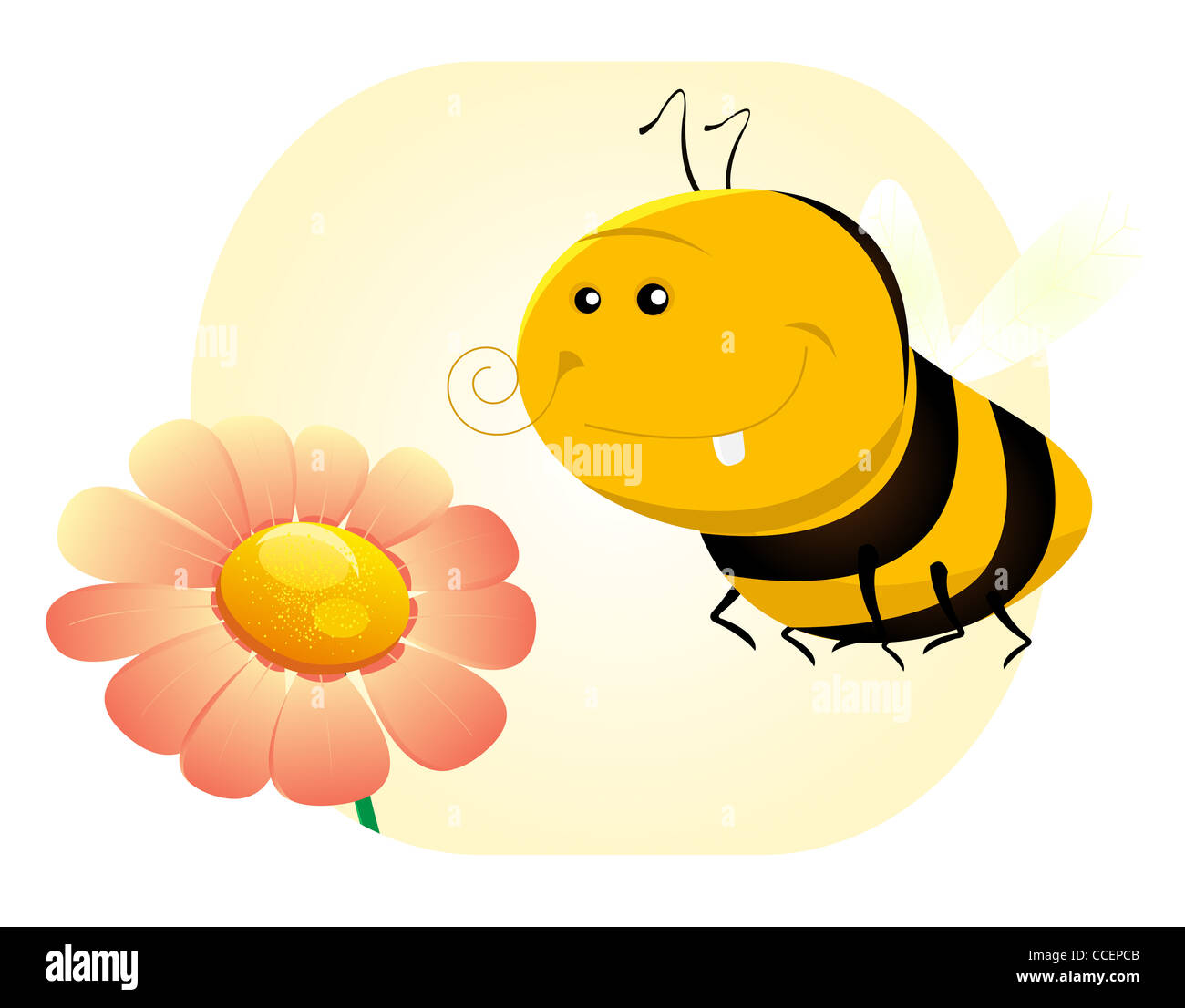 Illustration Of A Cute Cartoon Bee Near A Flower Stock Photo Alamy Illustration Of A Cute Cartoon Bee Near A Flower CCEPCB