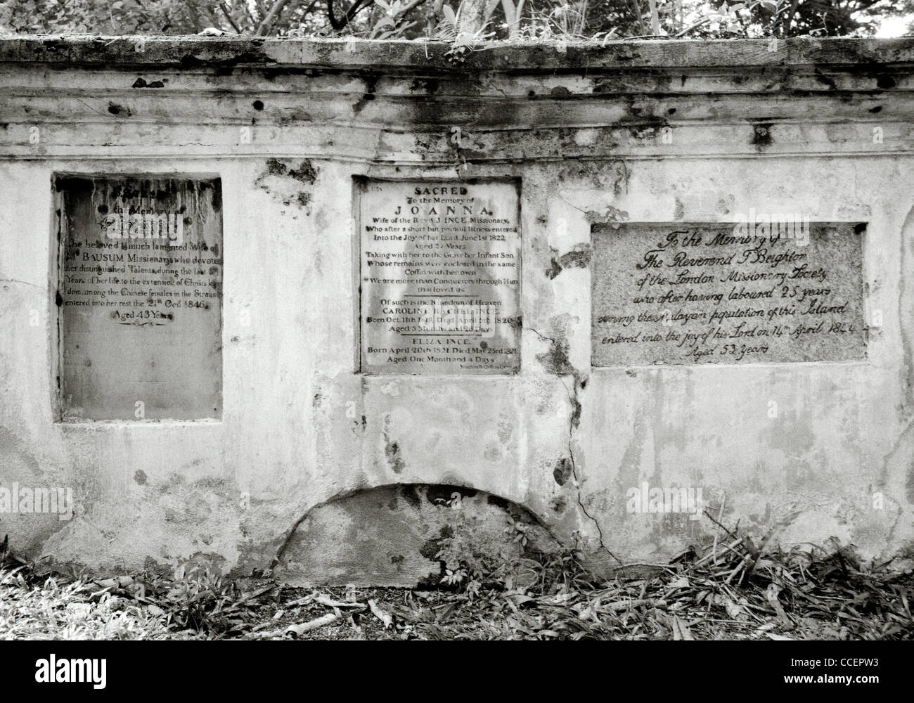 Travel Photography - British colonial history the Protestant Cemetery in George Town in Penang Island in Malaysia in Southeast Asia Far East. Stock Photo