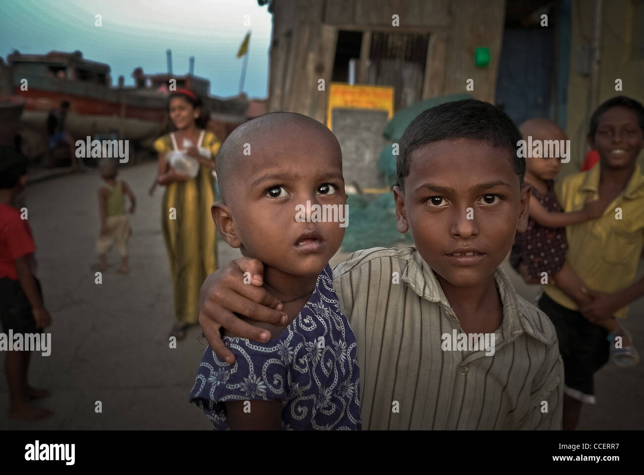 Bombay, Village shantytown of fishermen in Colaba. Stock Photo