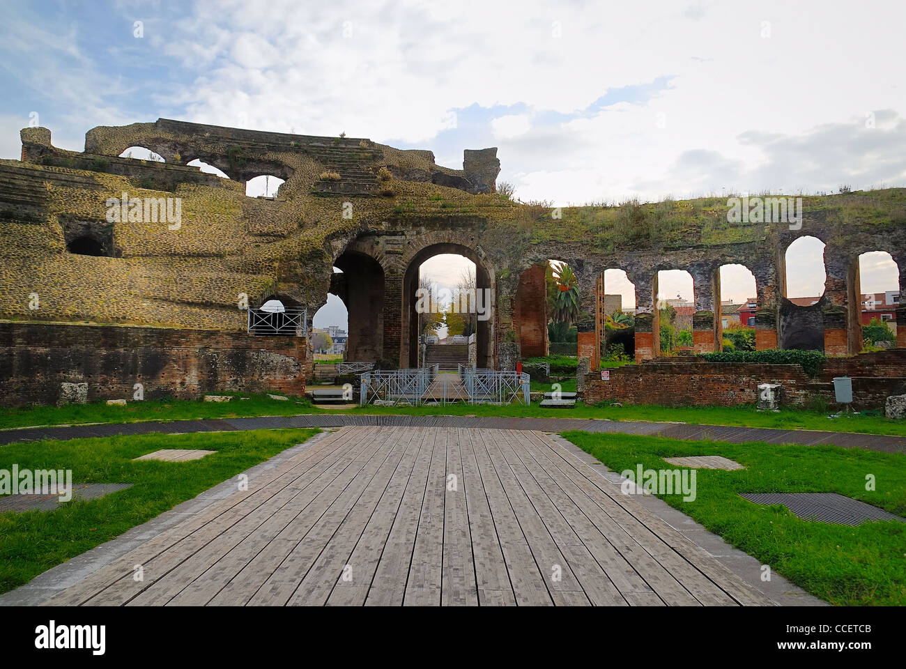 Santa Maria Capua Vetere : the ruins of the Roman amphitheatre of Capua. Stock Photo