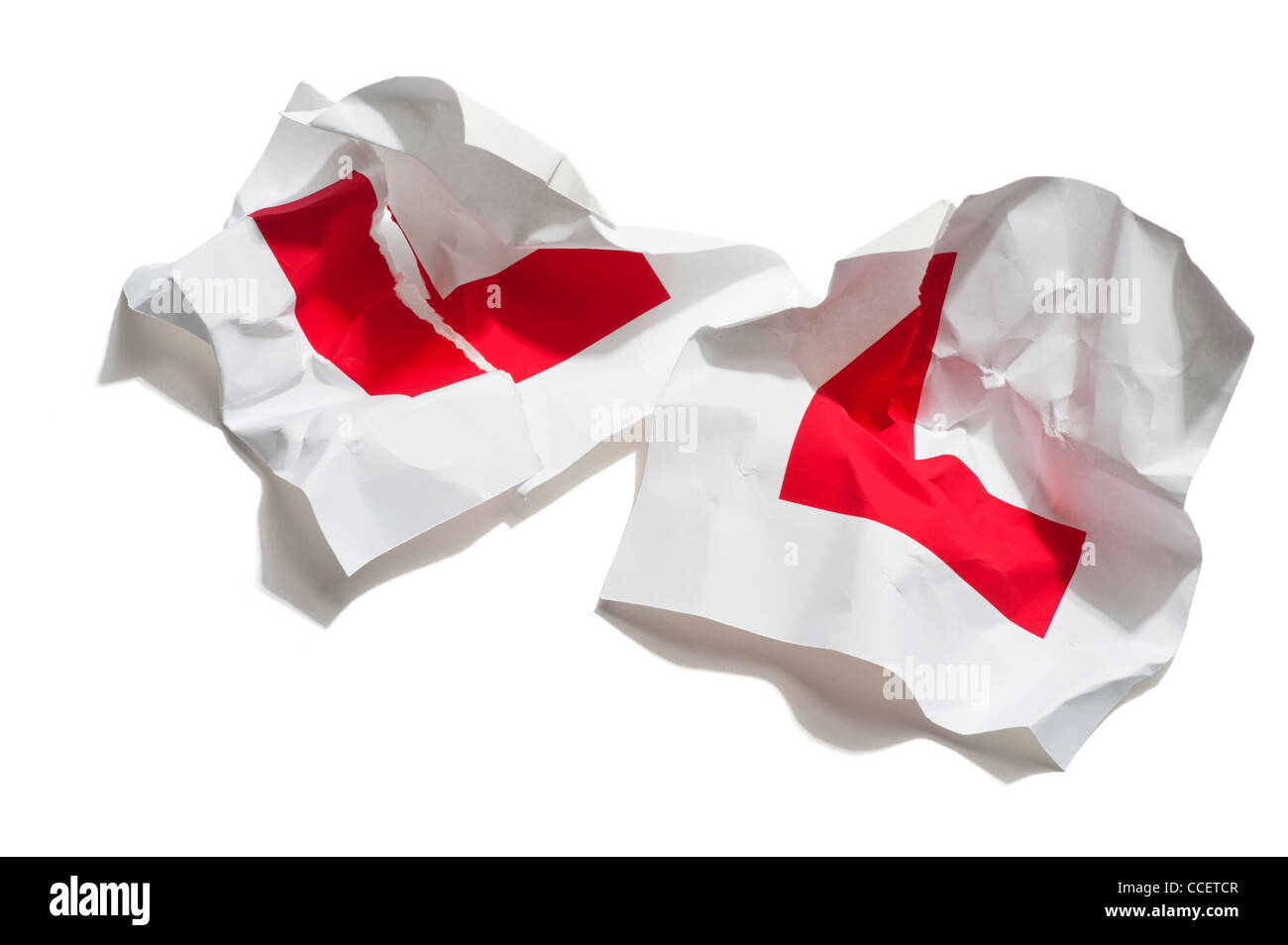 Crumpled L plates Stock Photo