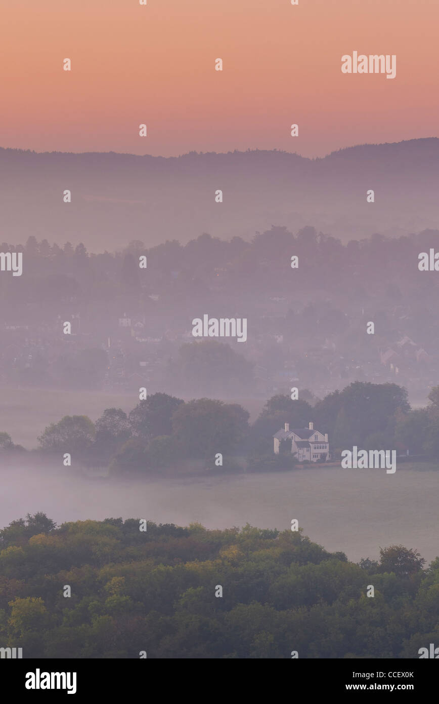 Early morning view from the edge of Ranmore Common, near Dorking in Surrey, UK Stock Photo