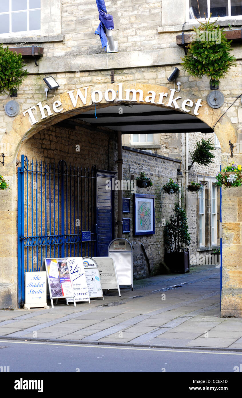 Entrance to the Woolmarket in Cirencester. UK. Stock Photo