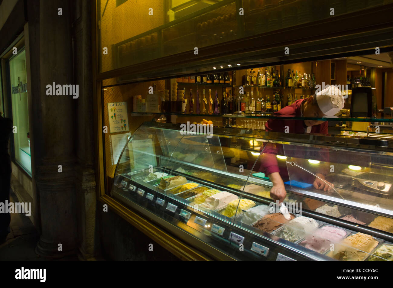 Ice cream counter of American Bar cafe at Piazza san Marco square Venice the Veneto region northern Italy Europe Stock Photo