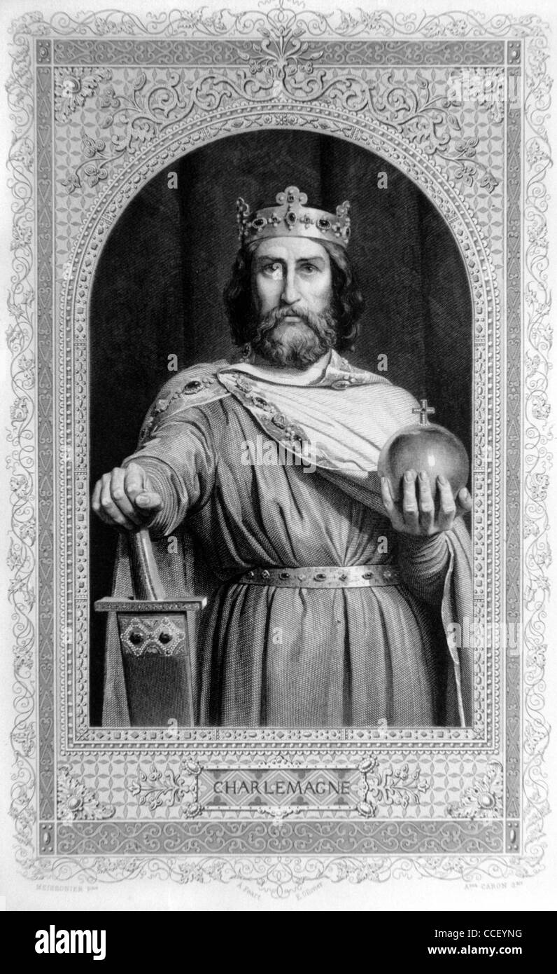 Portrait of Charlemagne, Charles the Great (742-814), King of the Franks (768-814) & Emperor of the Romans (800-814). Portrait. Stock Photo