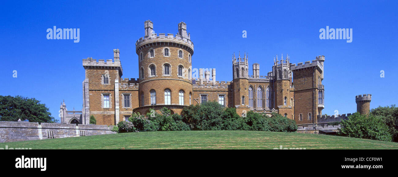 Historical Belvoir Castle stately home & heritage mansion open as tourism centre & set in English countryside near Grantham Leicestershire England UK Stock Photo