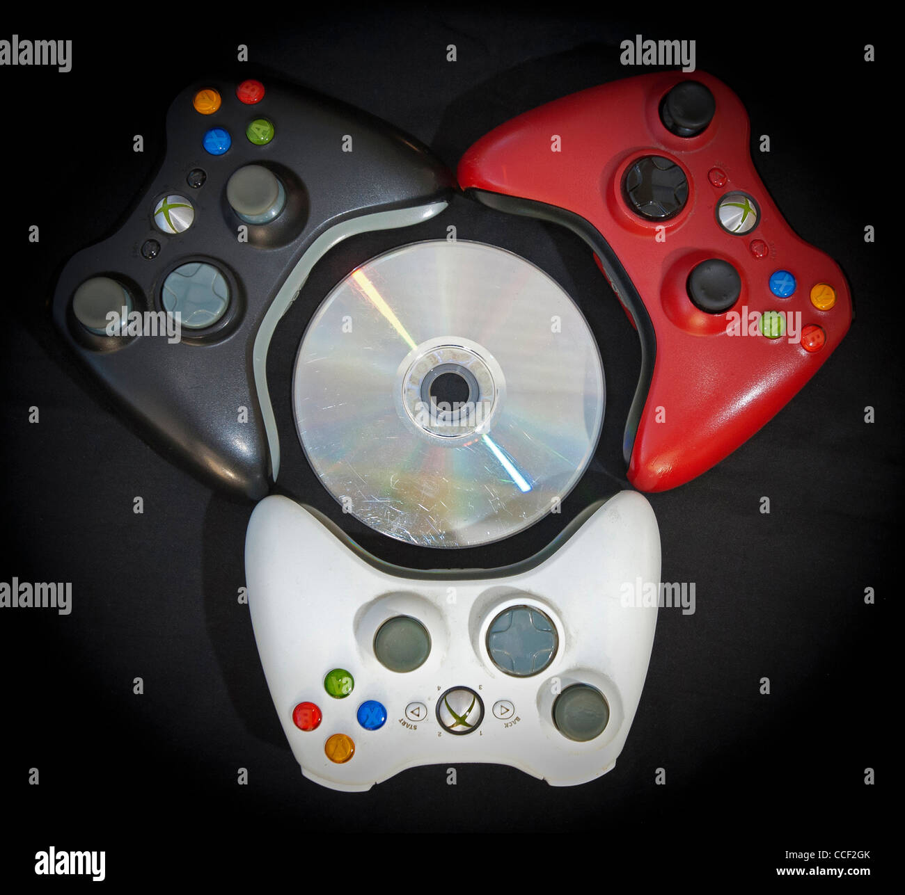 Xbox controllers and disc DVD Microsoft Stock Photo Alamy