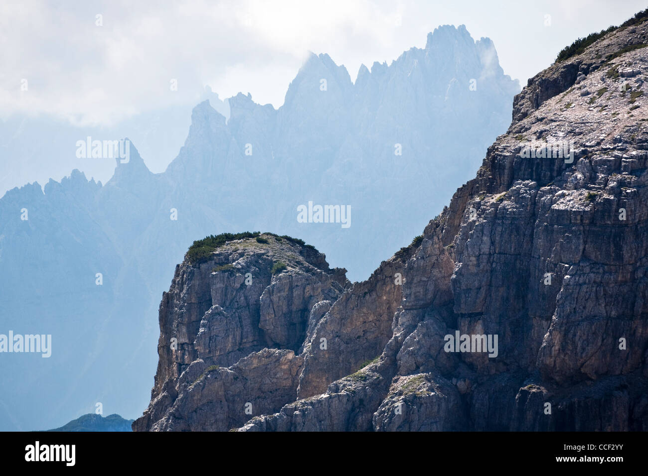 Views of Cadini di Misurina seen from Tre Cime di Lavaredo, in the Italian Dolomite Alps Stock Photo