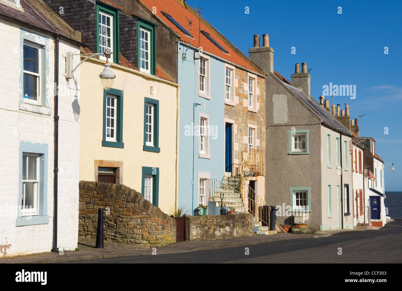Colourful cottages in St. Monans, Fife, Scotland. Stock Photo