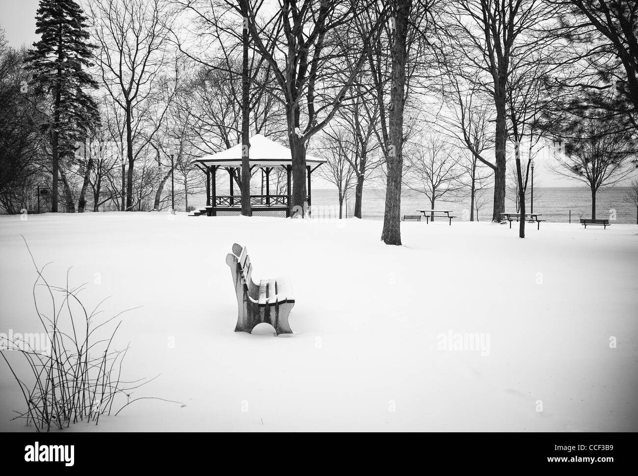Lakeside Park in Winter, Oakville,Ontario Stock Photo