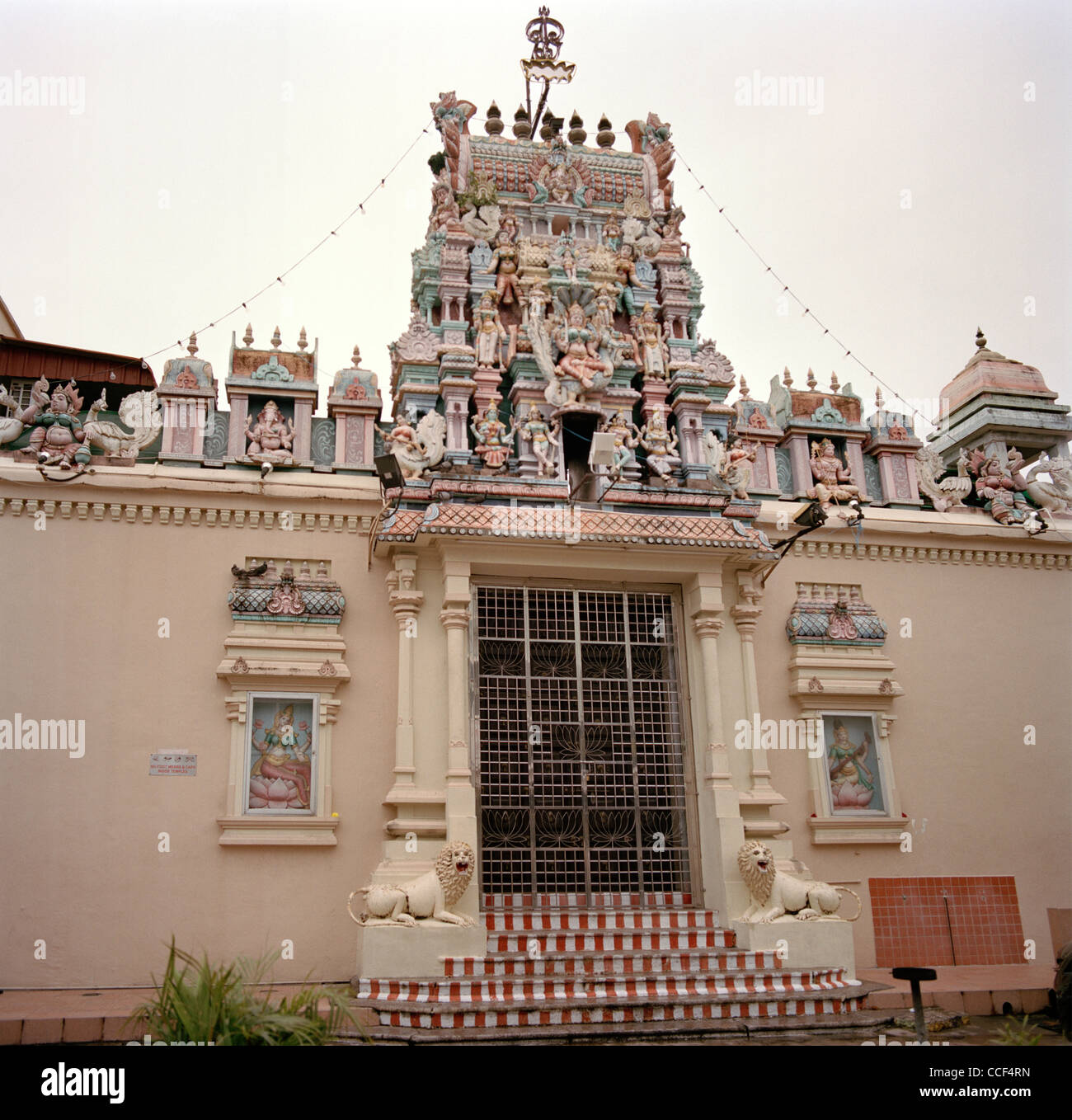 Sri Mariamman Hindu Temple in Queen Street Little India in George Town in Penang Island in Malaysia in Far East Southeast Asia. Architecture Building Stock Photo