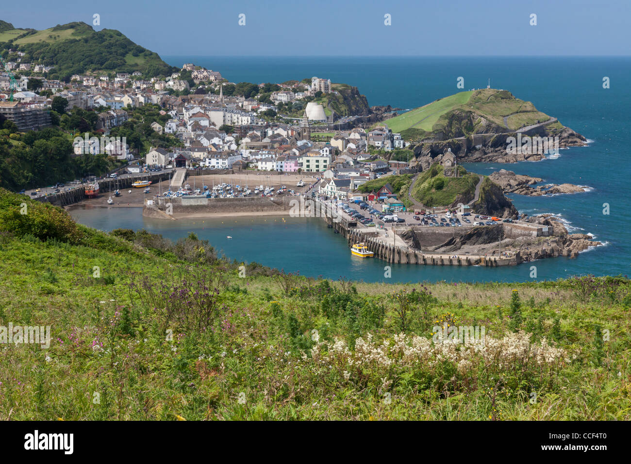 Ilfracombe in North Devon captured from the South West Coast Path in the summer Stock Photo