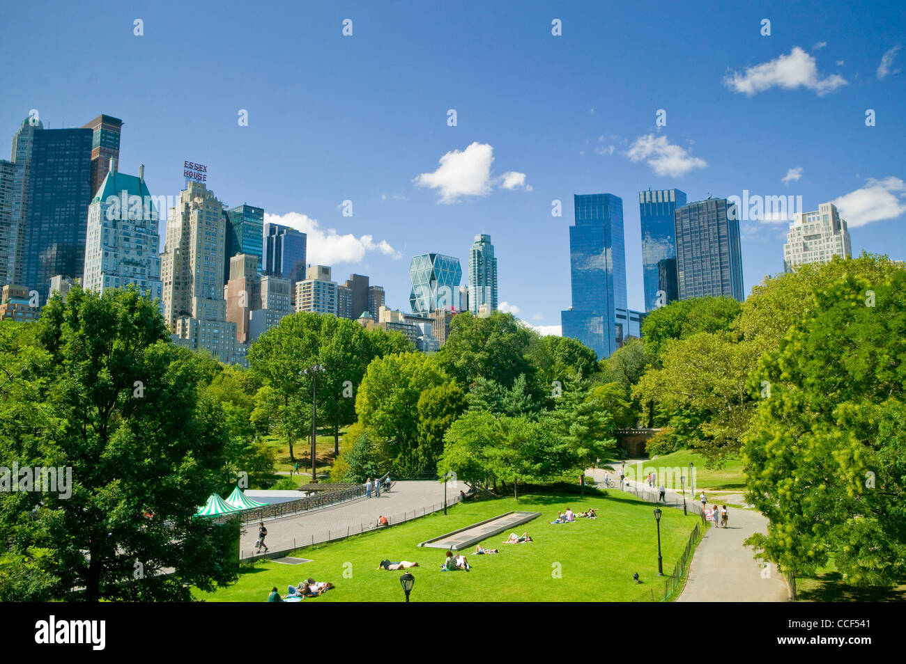 Central Park Southwest with New York Skyline Stock Photo
