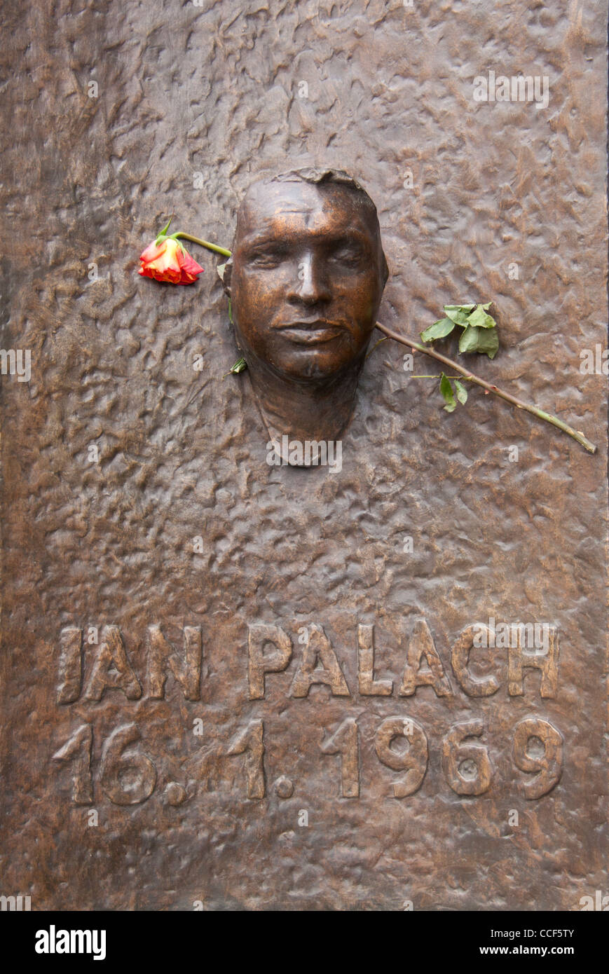 Memorial to Jan Palach who set fire to himself in protest against crushing of Prague Spring in 1969 Prague Czech Republic Europe Stock Photo