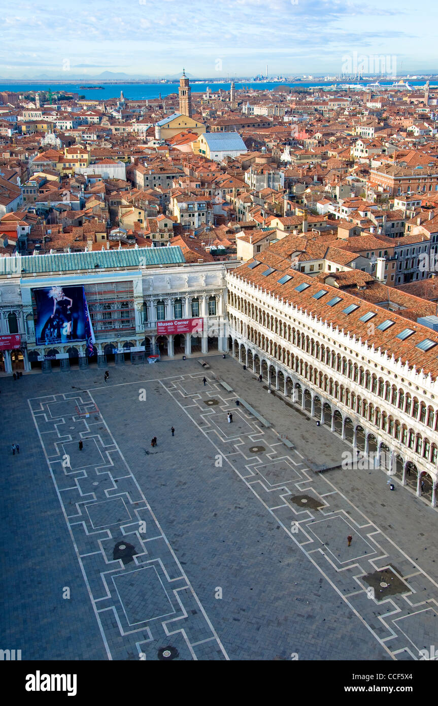 Aerial View of Piazza San Marco, Venice, Italy Stock Photo