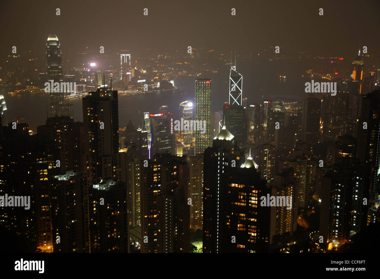 Hong Kong city skyline from Victoria peak at night Stock Photo - Alamy