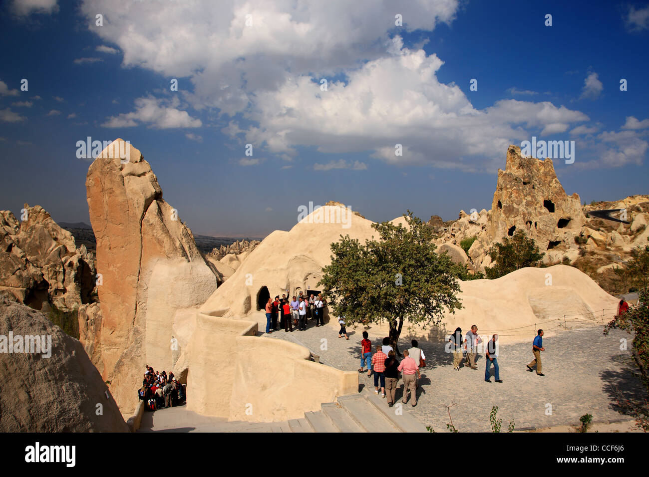 Small part (its 'heart') of Goreme Open Air Museum and National Park. Nevsehir, Cappadocia, Turkey. Stock Photo